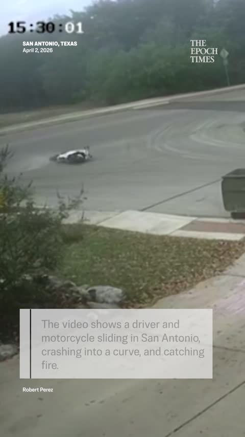 🚨 Fiery Motorcycle Crash Caught on San Antonio Security Camera